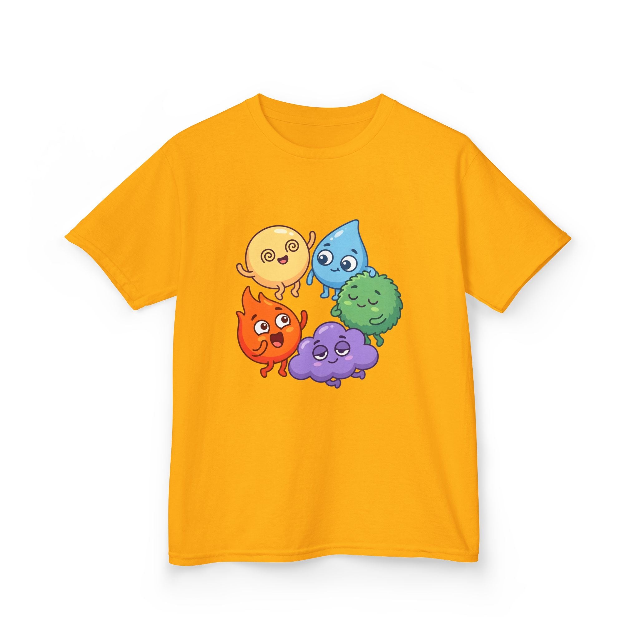 Kids Heavy Cotton Tee - Cute Whimsical Elemental Characters