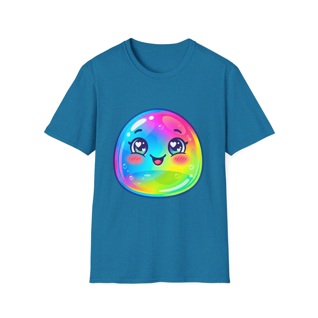 Unisex Kawaii T-Shirt - Happy Rainbow Blob Character Tee