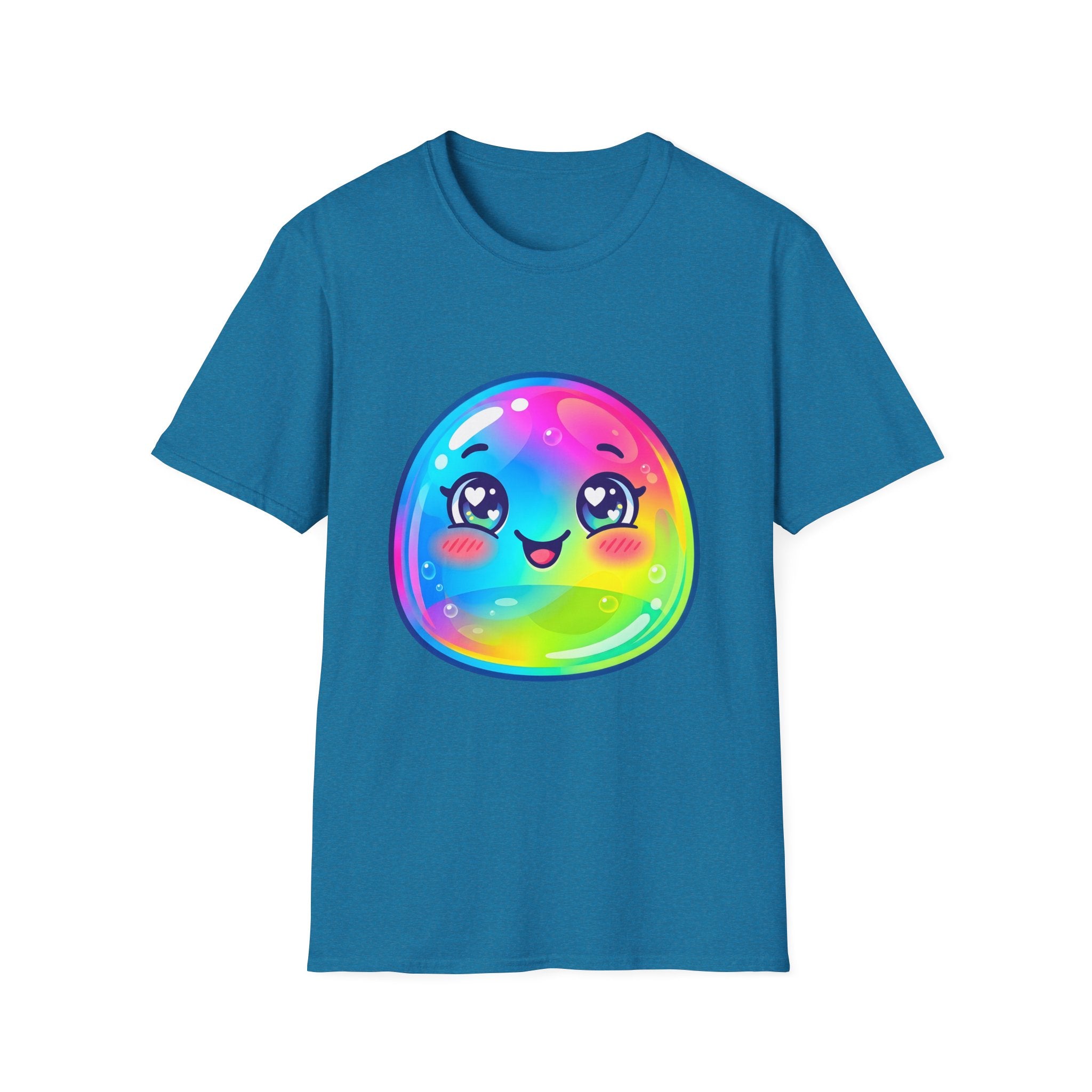 Unisex Kawaii T-Shirt - Happy Rainbow Blob Character Tee
