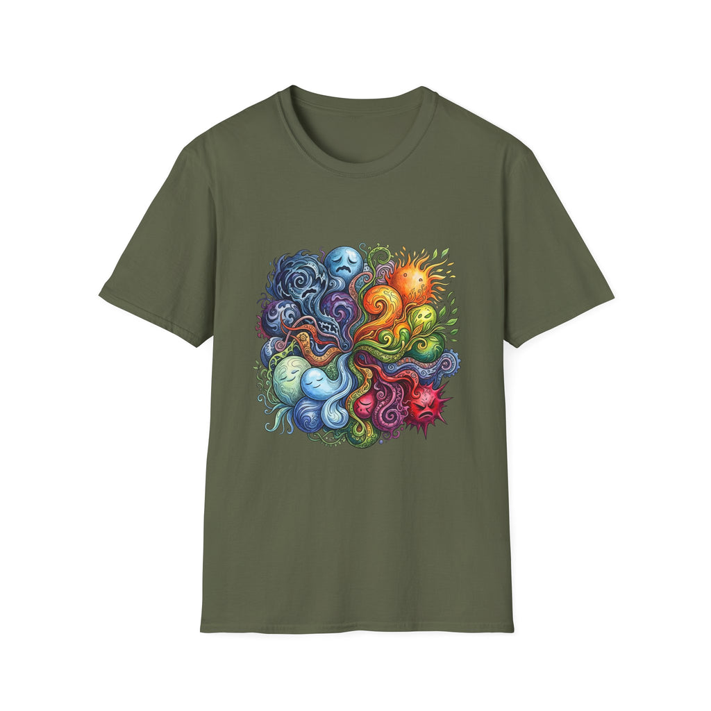 Abstract T-Shirt - Whimsical Watercolor Mandala | Surreal Figures