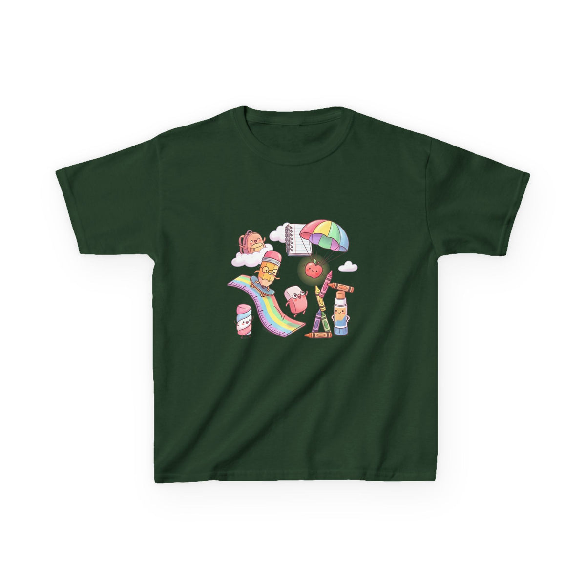 Kids Back to School Tee - Cute Faces School Supplies | Rainbow 2026