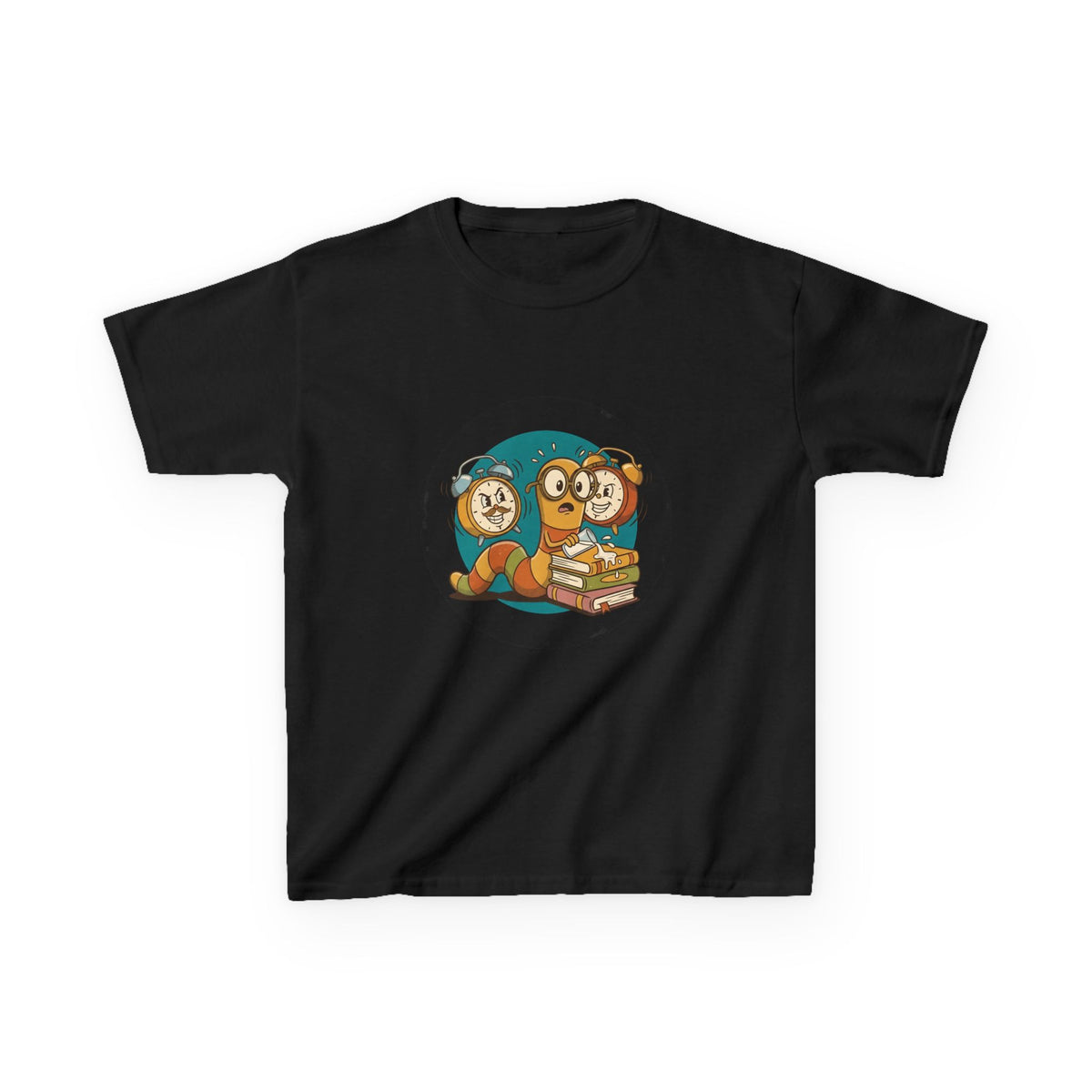 Kids Bookworm Tee - Cartoon Worm Studying Books | Back to School