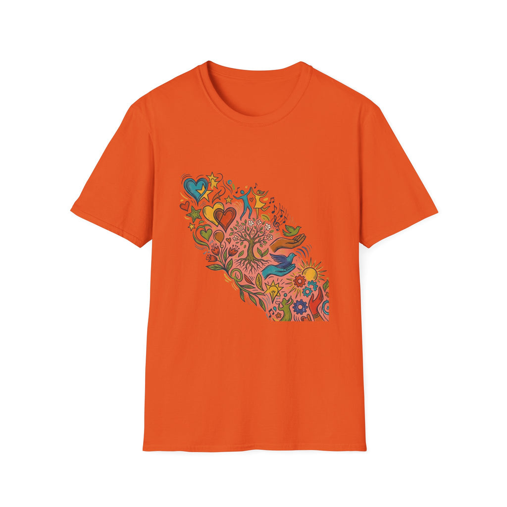Unisex T-Shirt - Groovy Folk Art Love & Peace | Vibrant Community