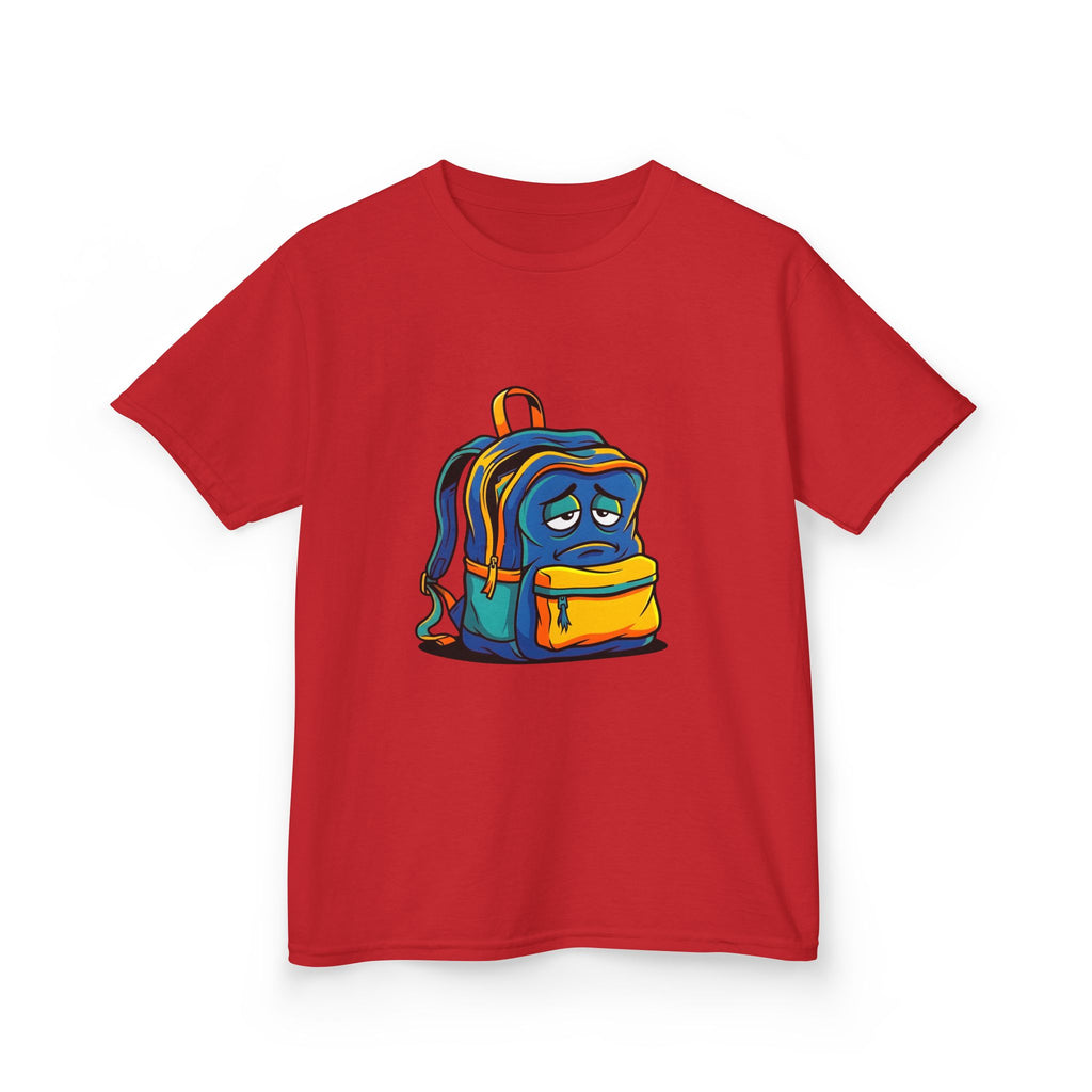 Kids Heavy Cotton Tee - Sad Backpack Cartoon | Back to School 2026