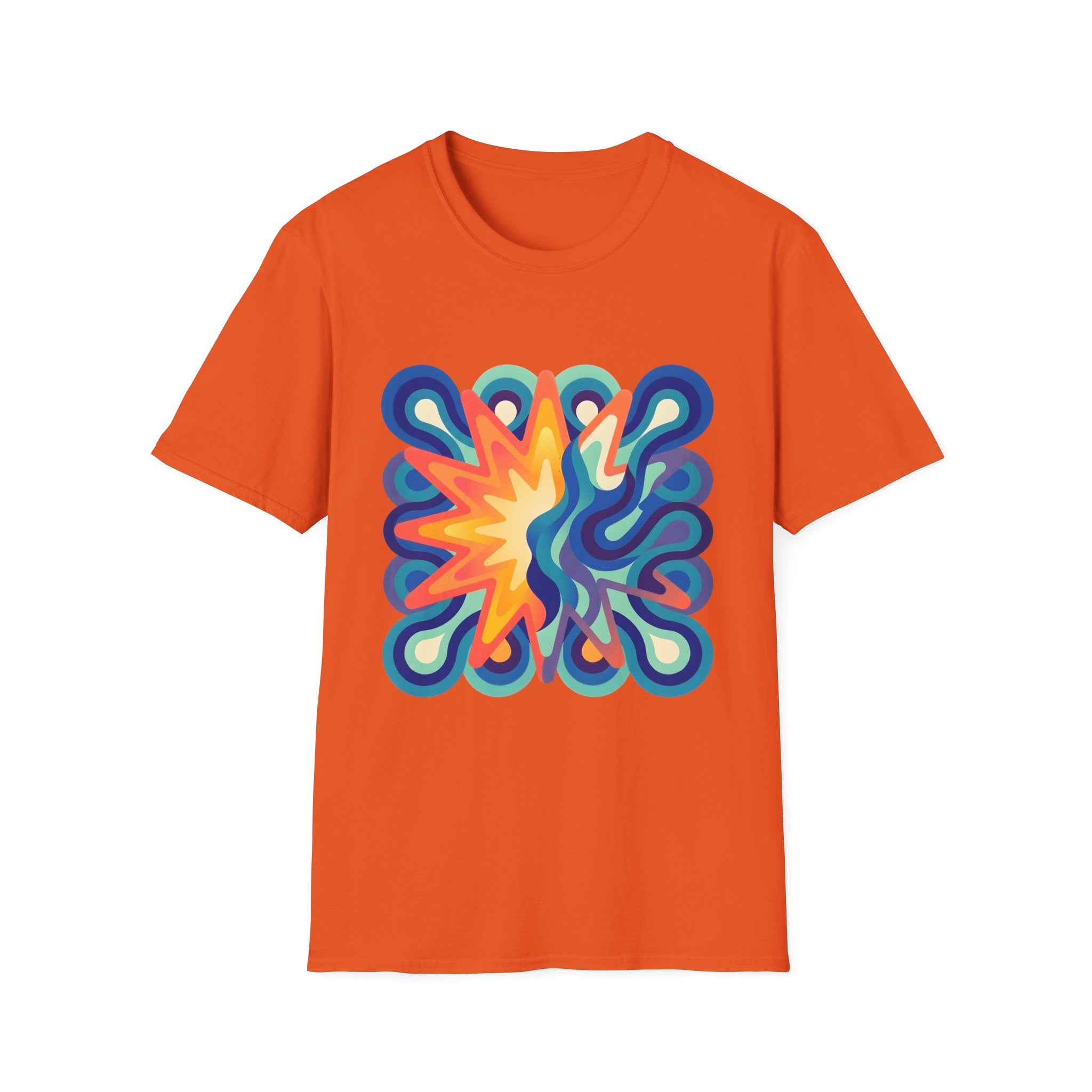 Abstract T-Shirt - Psychedelic Starburst Graphic Tee | Dynamic Blue