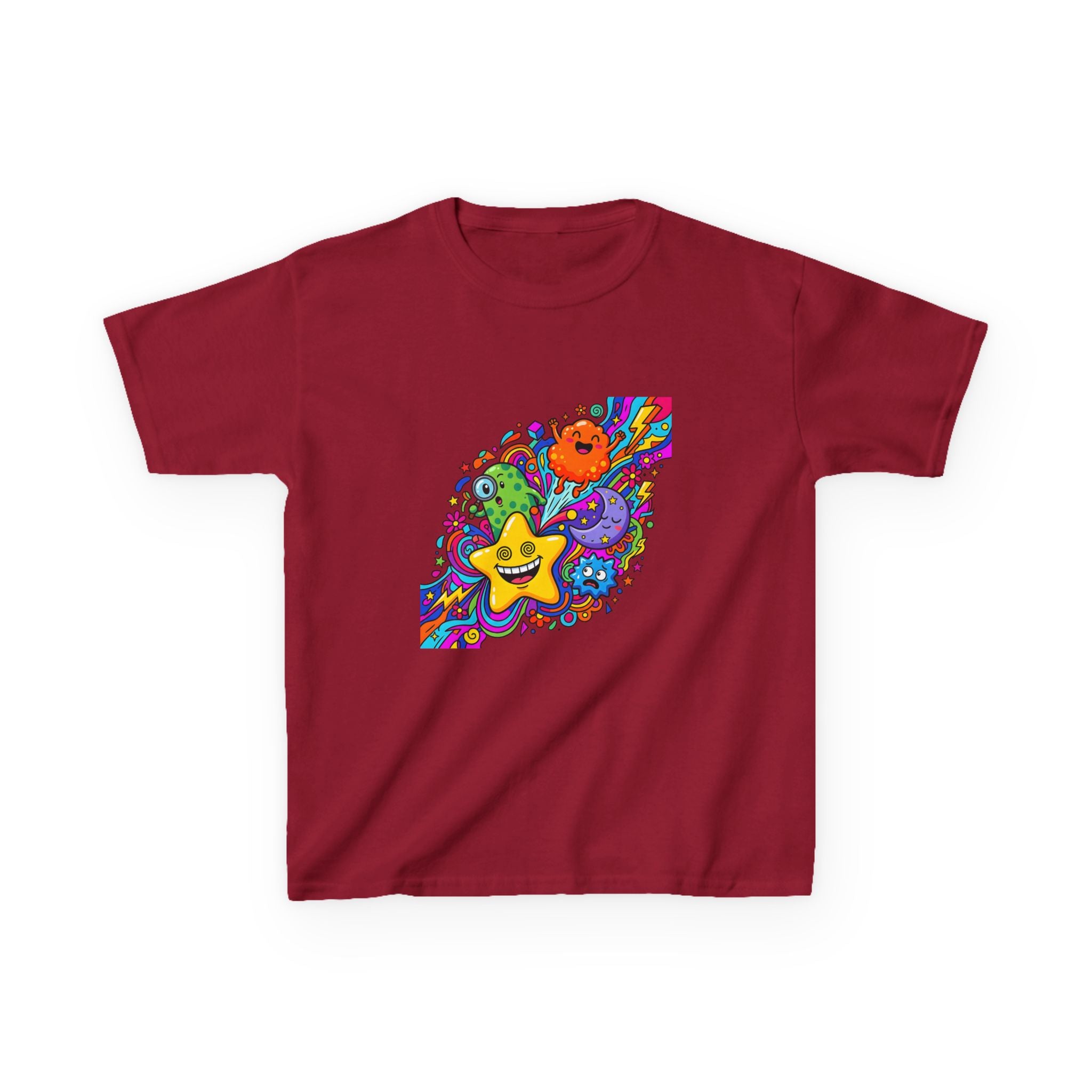 Kids Psychedelic Monster Tee - Vibrant Cartoon Doodle Shirt