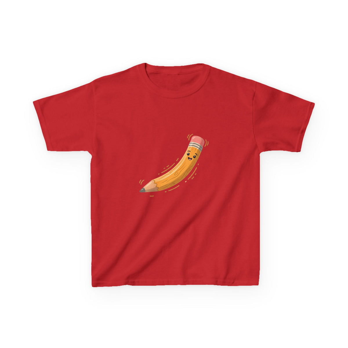 Kids Heavy Cotton Tee - Happy Animated Pencil School Supply | Back to