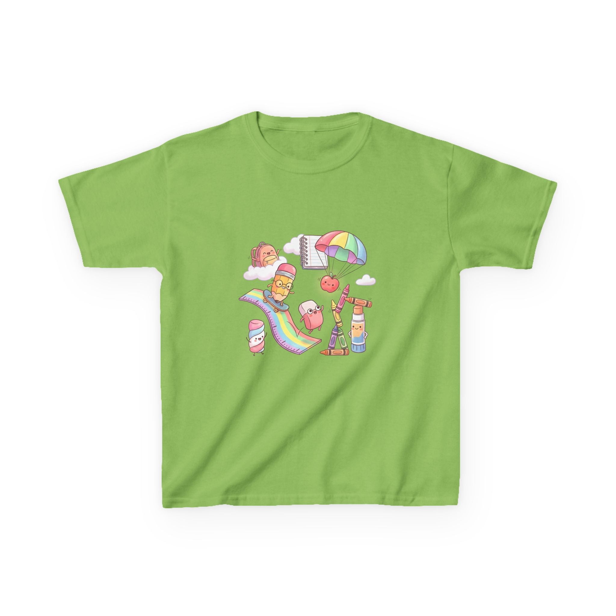 Kids Back to School Tee - Cute Faces School Supplies | Rainbow 2026