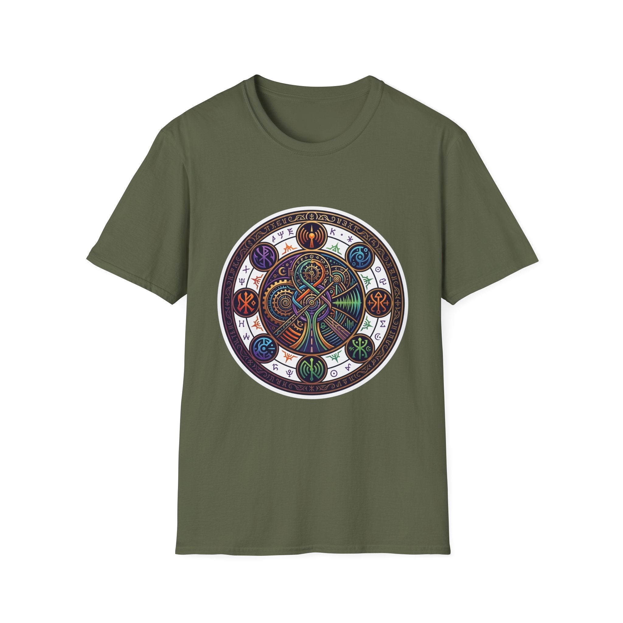 Unisex Steampunk T-Shirt - Ornate Mystical Mandala & Gears
