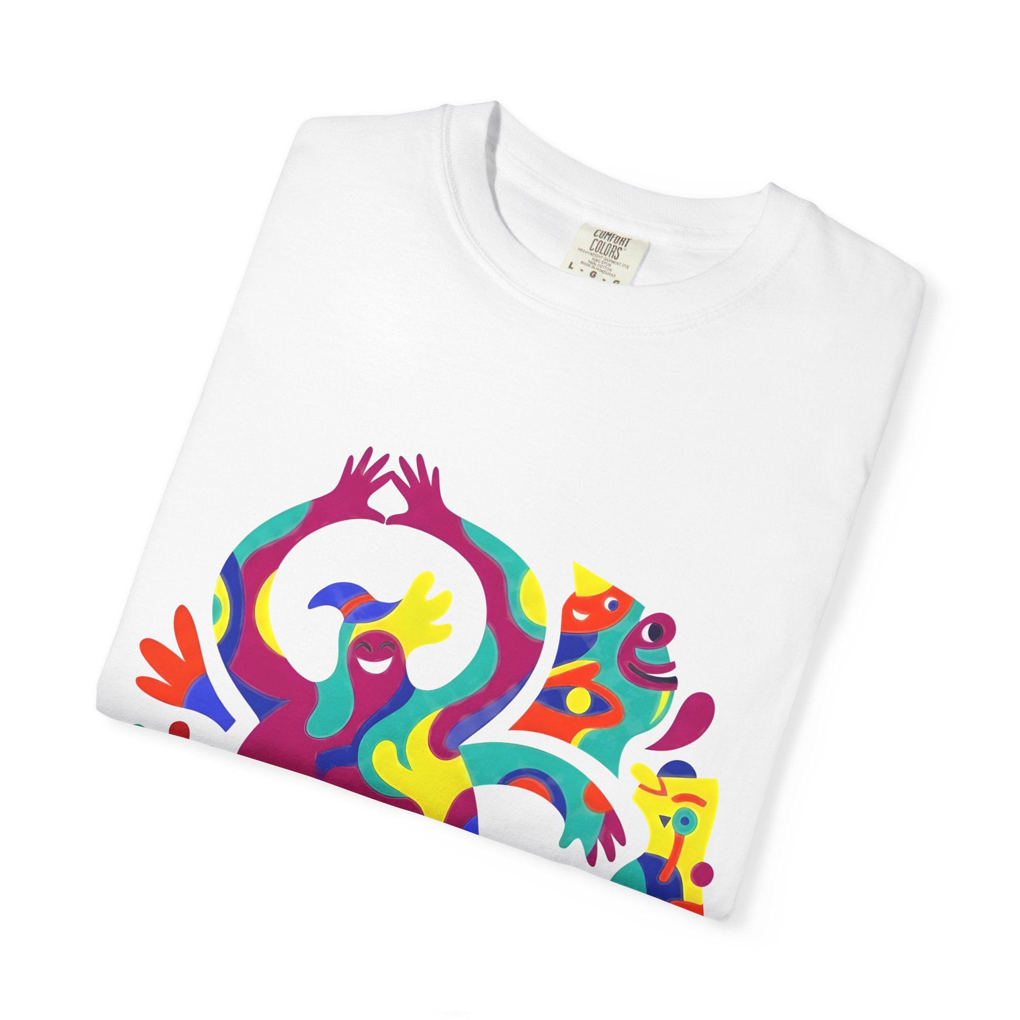 Garment-Dyed T-shirt - Joyful Abstract Creatures | Whimsical Graphic