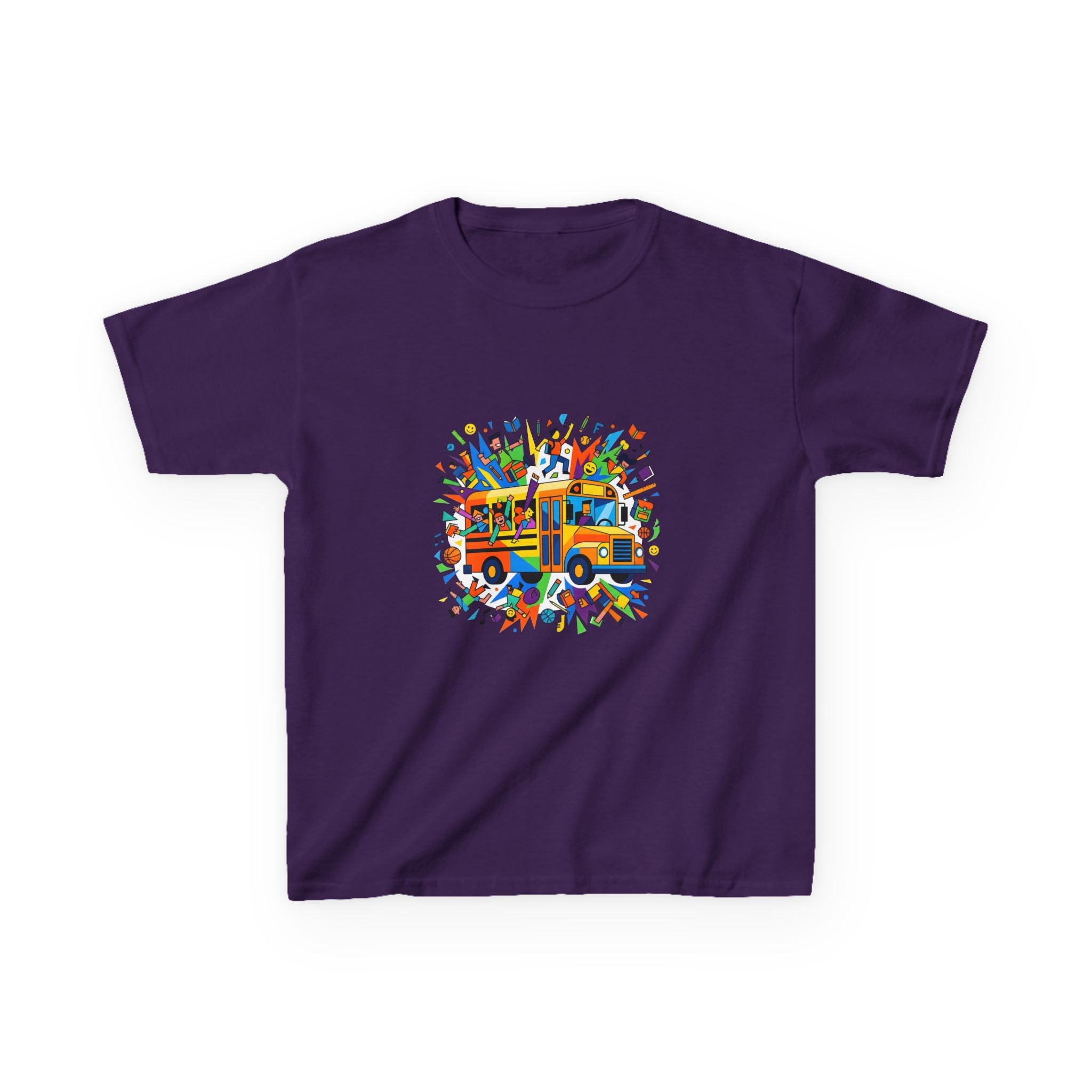 Kids Back to School Tee - Colorful School Bus & Student Shirt