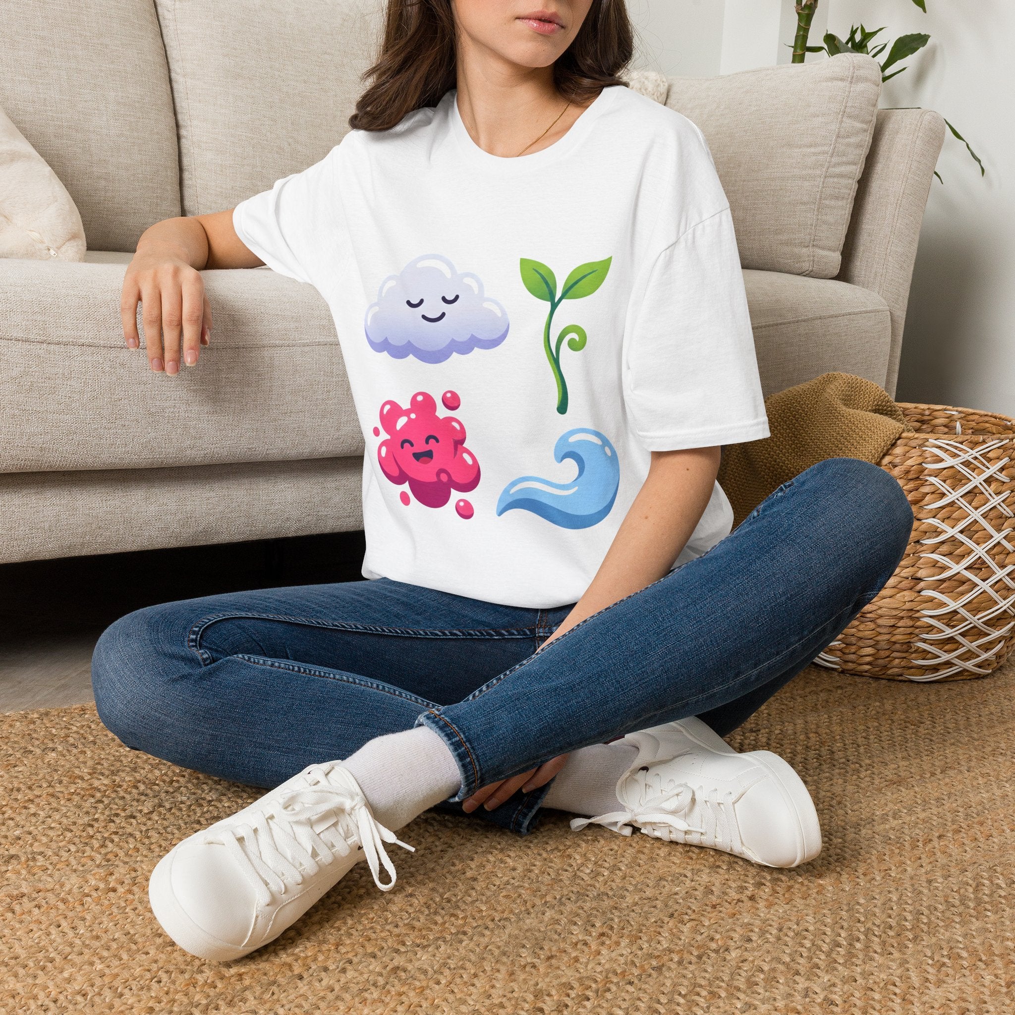 Cute Nature T-Shirt - Whimsical Cloud Sprout Wave Design | Unisex