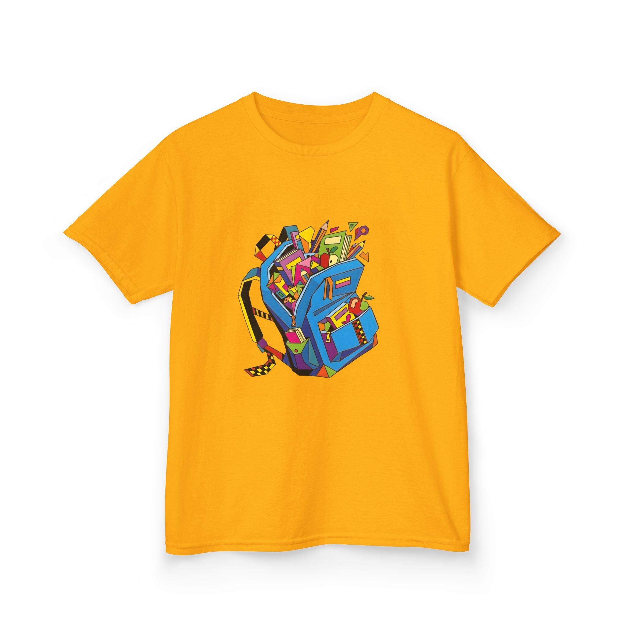 Kids Tee - Vibrant Geometric School Supplies Cartoon | Back to School