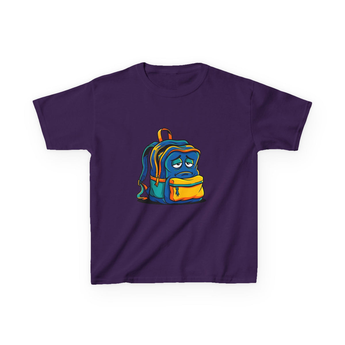 Kids Heavy Cotton Tee - Sad Backpack Cartoon | Back to School 2026