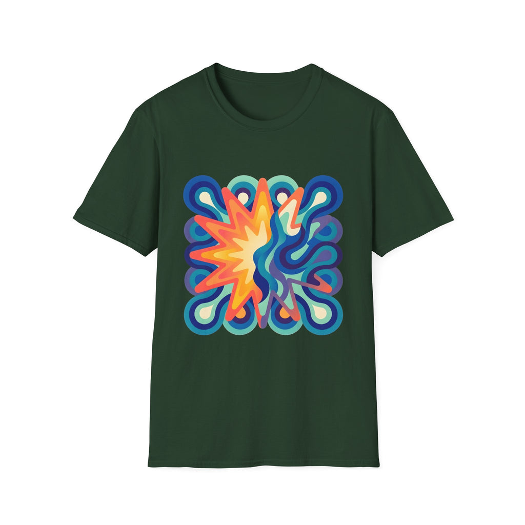 Abstract T-Shirt - Psychedelic Starburst Graphic Tee | Dynamic Blue