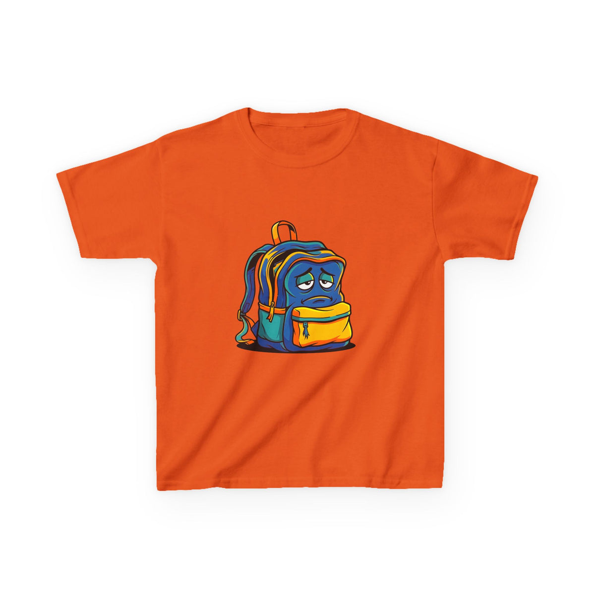 Kids Heavy Cotton Tee - Sad Backpack Cartoon | Back to School 2026