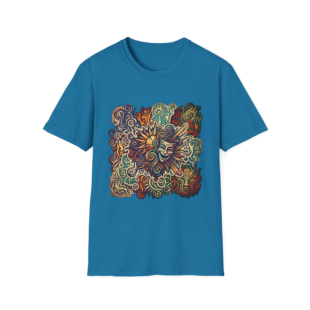 Unisex T-Shirt - Retro Psychedelic Theater Comedy Mask | Abstract Art