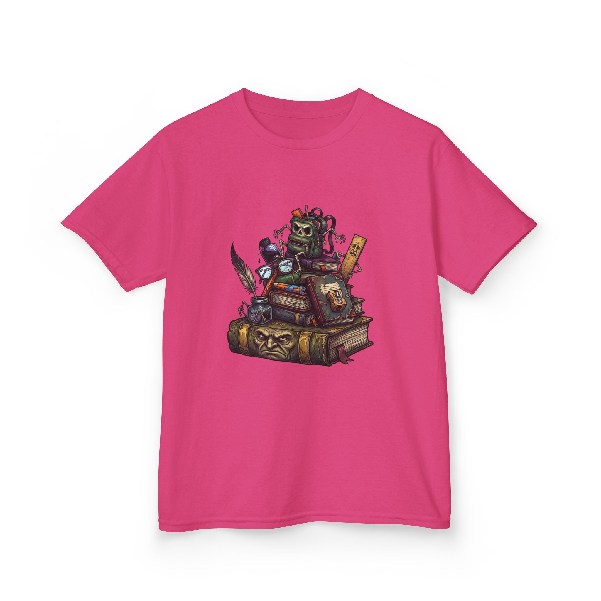 Kids Dark Academia Tee - Macabre School Supplies Skull