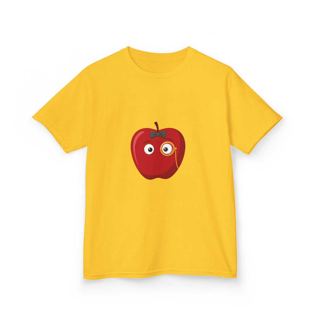 Kids Heavy Cotton Tee - Whimsical Monocle Apple Character