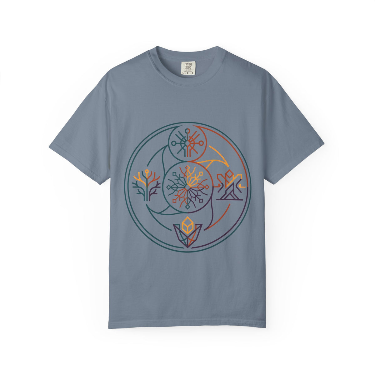 Unisex Garment-Dyed T-Shirt - Minimalist Geometric Nature Art