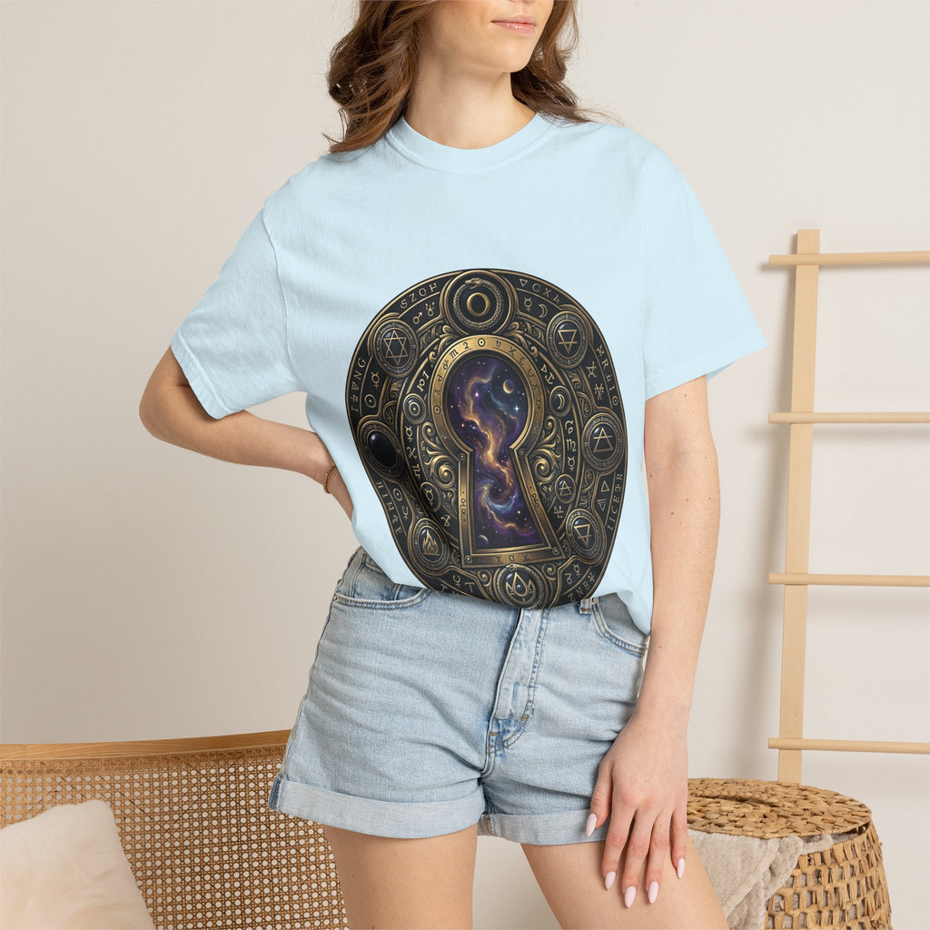 T-shirt - Celestial Keyhole Galaxy | Occult Alchemical Gold