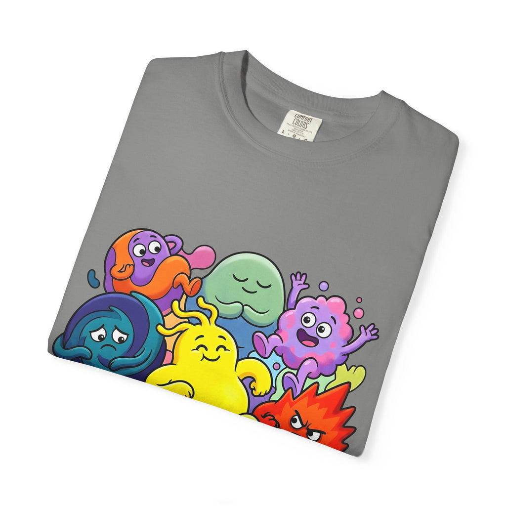 Unisex Garment-Dyed T-Shirt - Diverse Emotional Cartoon Creatures