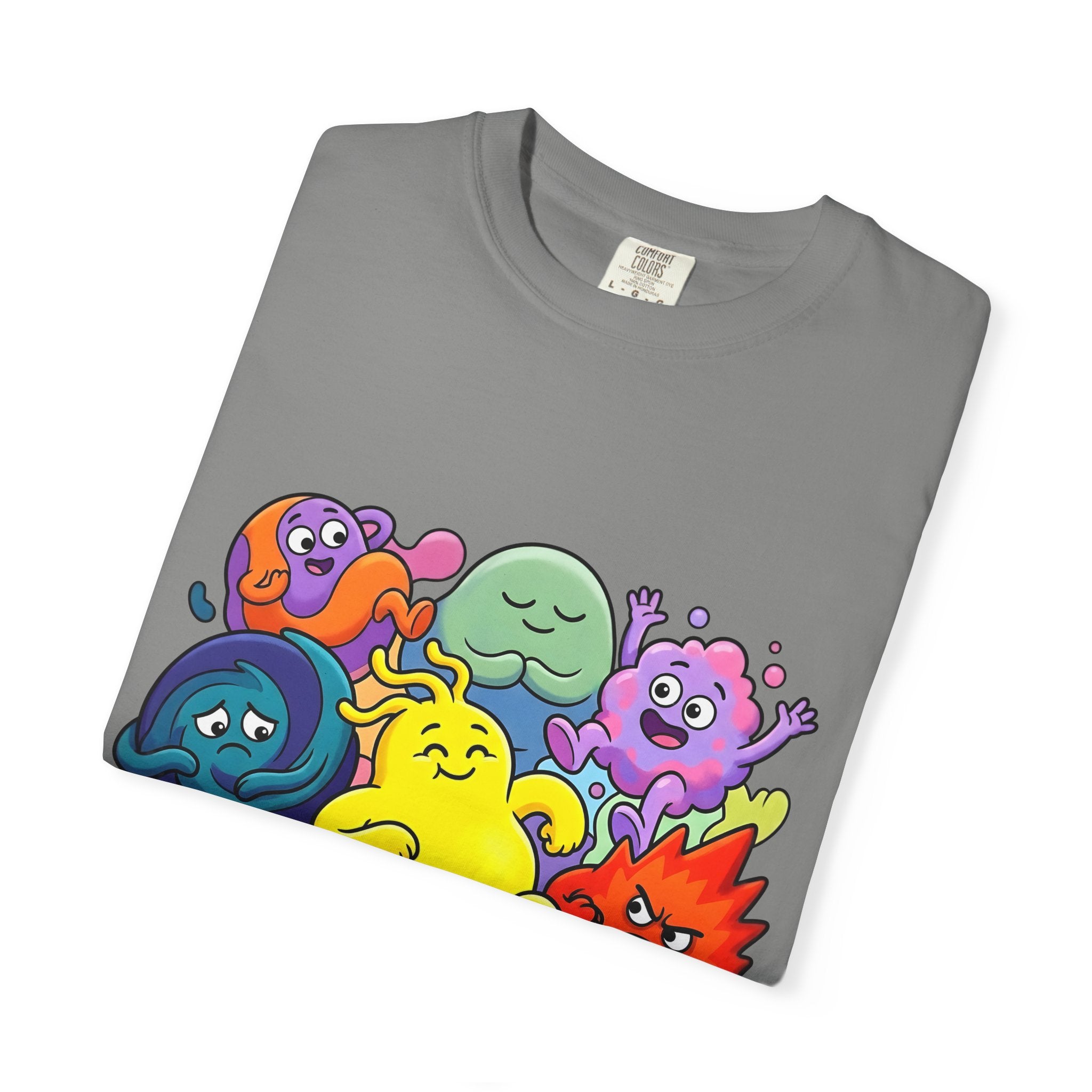 Unisex Garment-Dyed T-Shirt - Diverse Emotional Cartoon Creatures