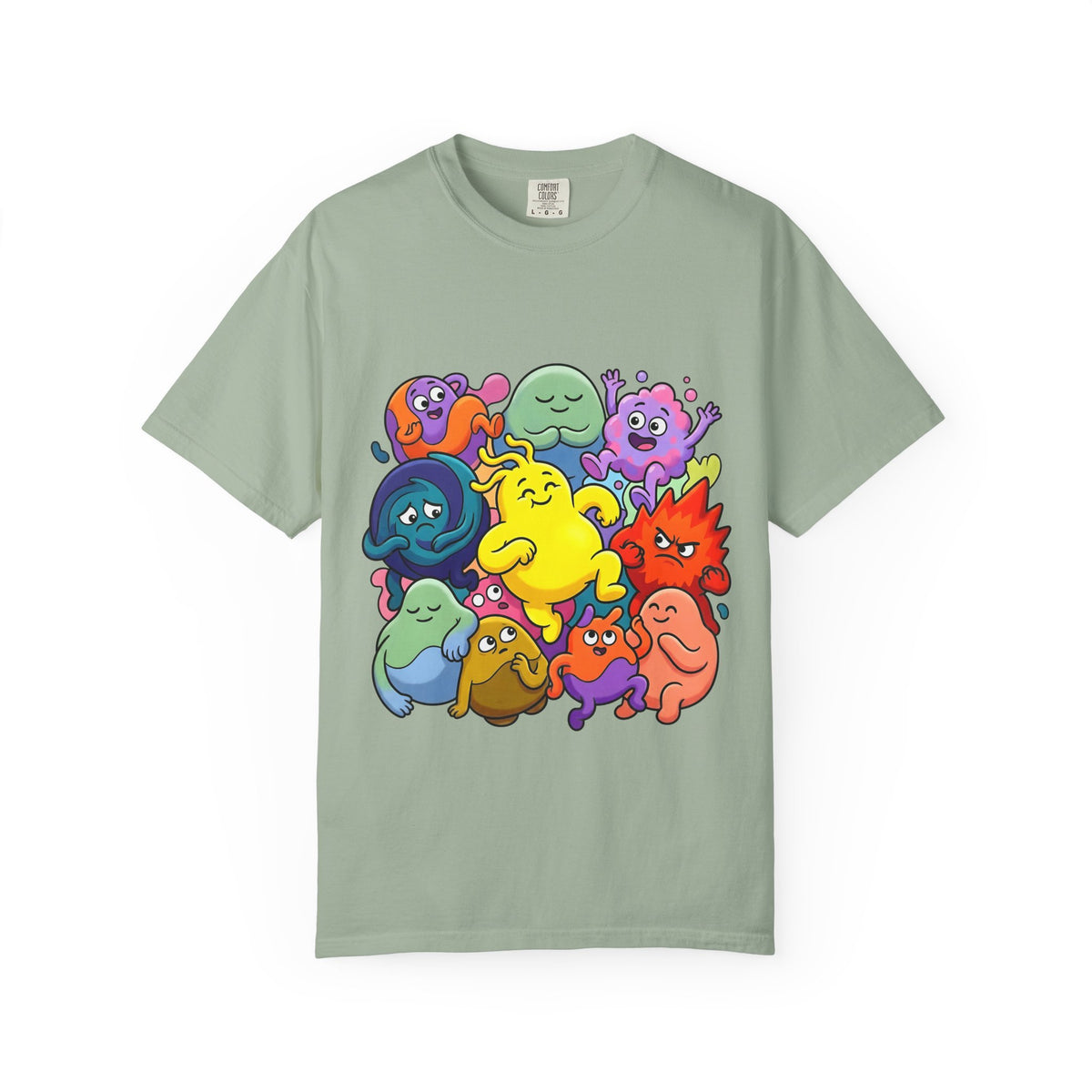 Unisex Garment-Dyed T-Shirt - Diverse Emotional Cartoon Creatures
