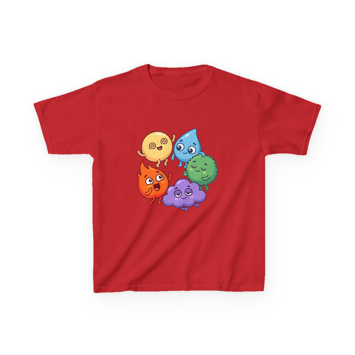 Kids Heavy Cotton Tee - Cute Whimsical Elemental Characters
