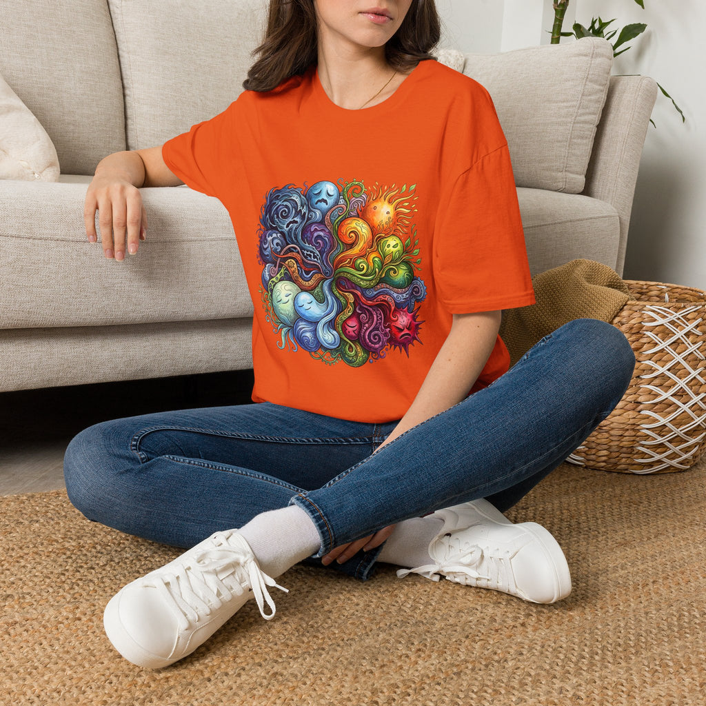 Abstract T-Shirt - Whimsical Watercolor Mandala | Surreal Figures