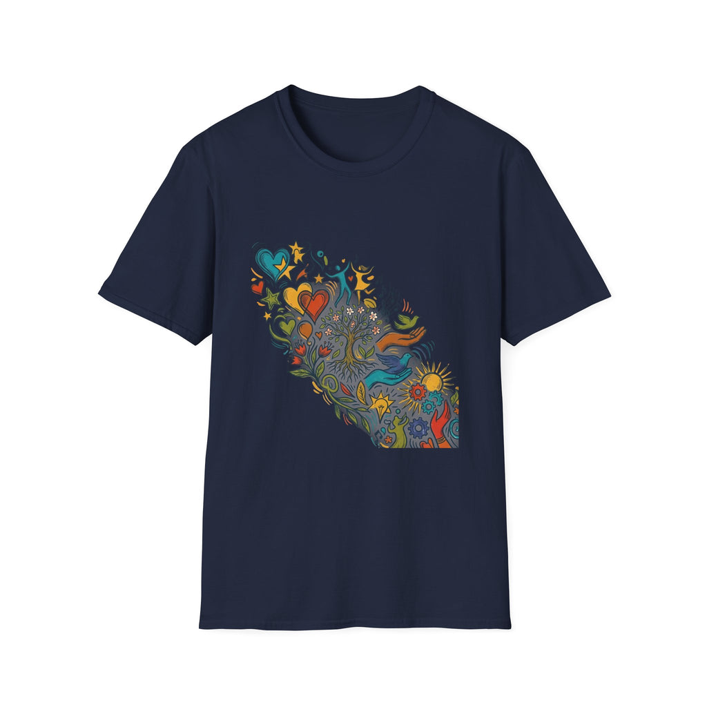 Unisex T-Shirt - Groovy Folk Art Love & Peace | Vibrant Community