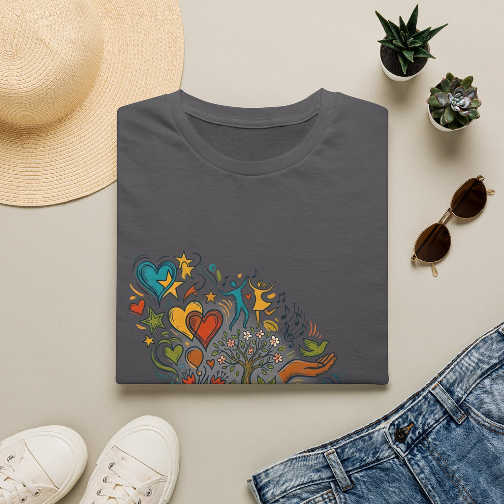 Unisex T-Shirt - Groovy Folk Art Love & Peace | Vibrant Community