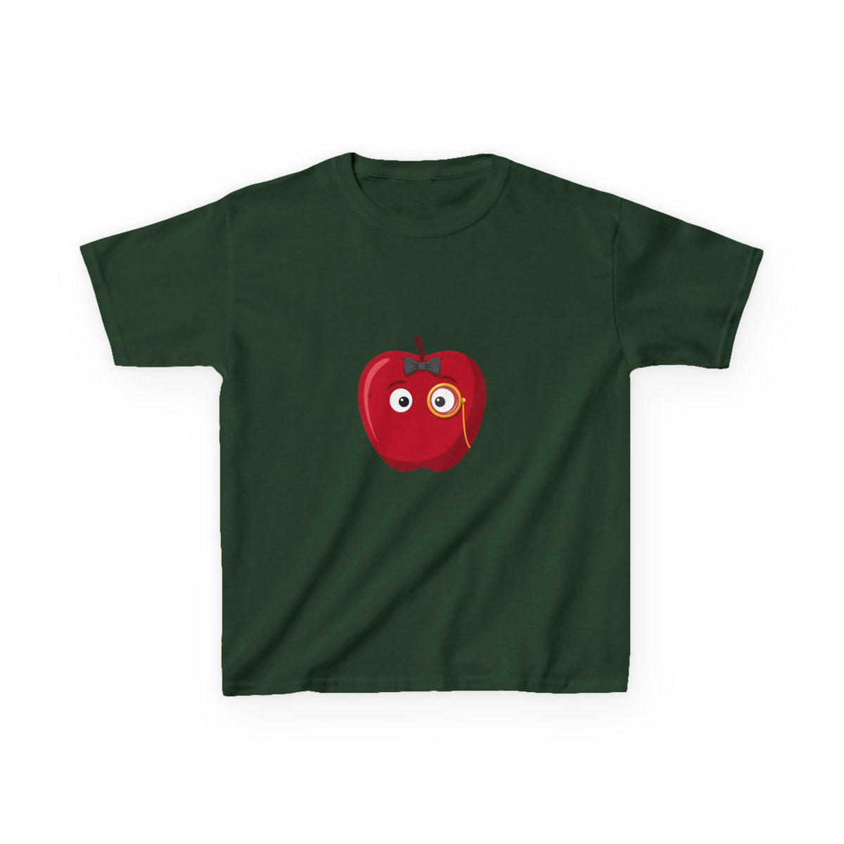 Kids Heavy Cotton Tee - Whimsical Monocle Apple Character