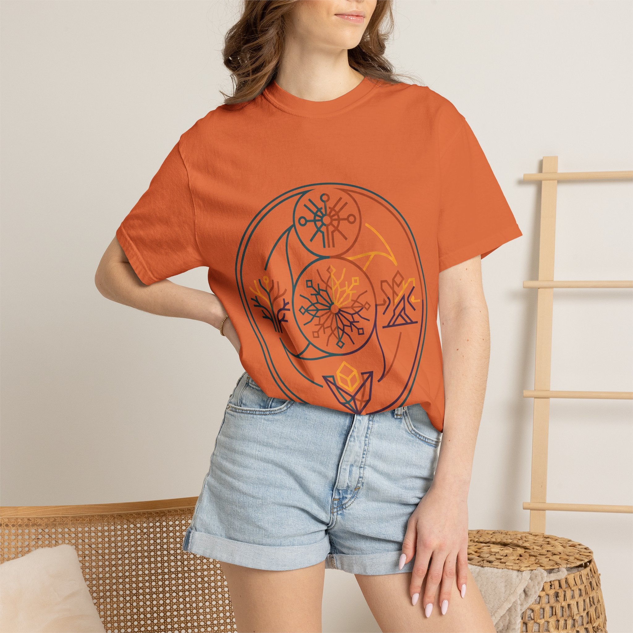 Unisex Garment-Dyed T-Shirt - Minimalist Geometric Nature Art
