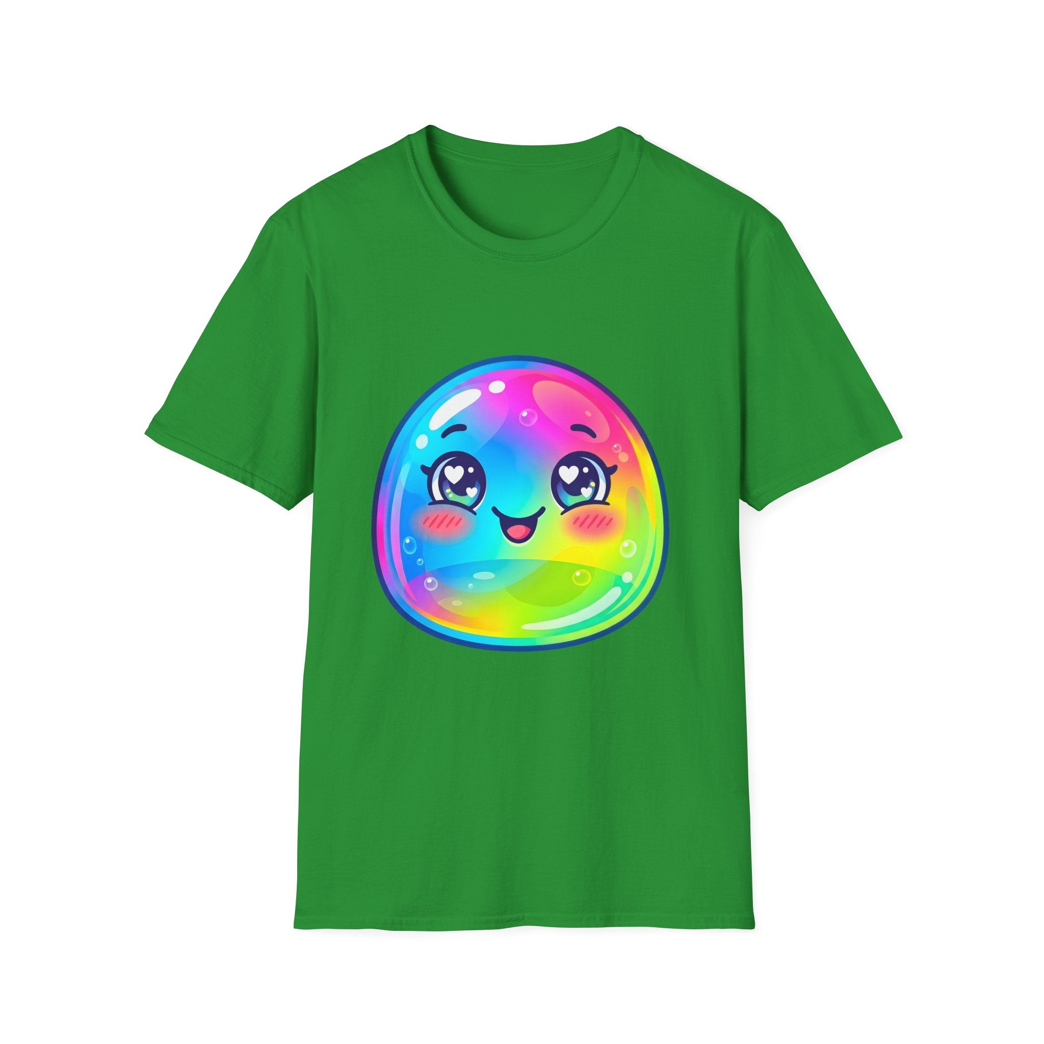 Unisex Kawaii T-Shirt - Happy Rainbow Blob Character Tee