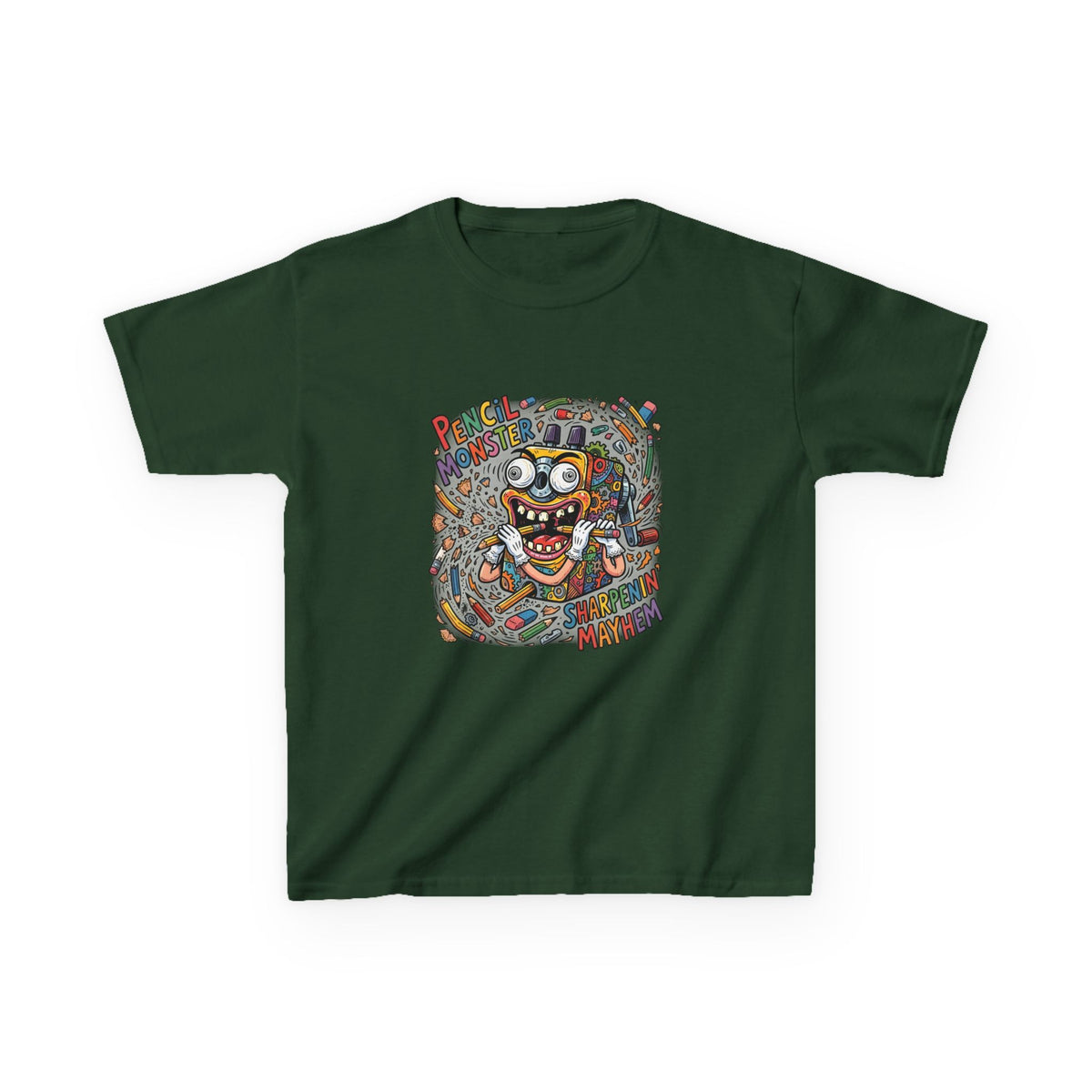 Kids Tee - Pencil Monster "Sharpenin' Mayhem" Cartoon | School