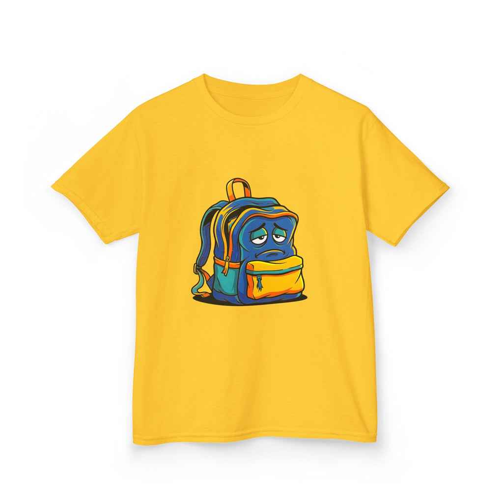 Kids Heavy Cotton Tee - Sad Backpack Cartoon | Back to School 2026