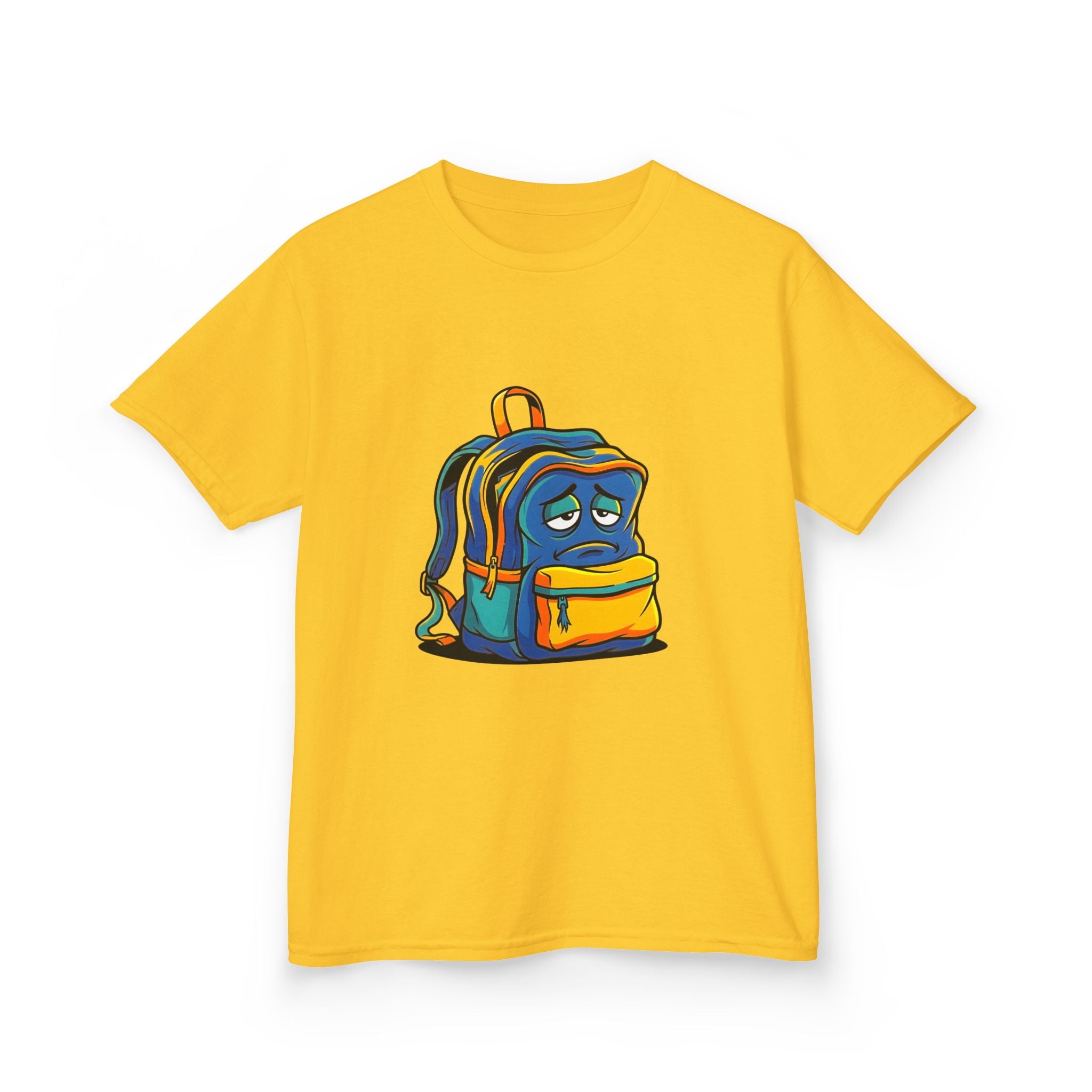 Kids Heavy Cotton Tee - Sad Backpack Cartoon | Back to School 2026