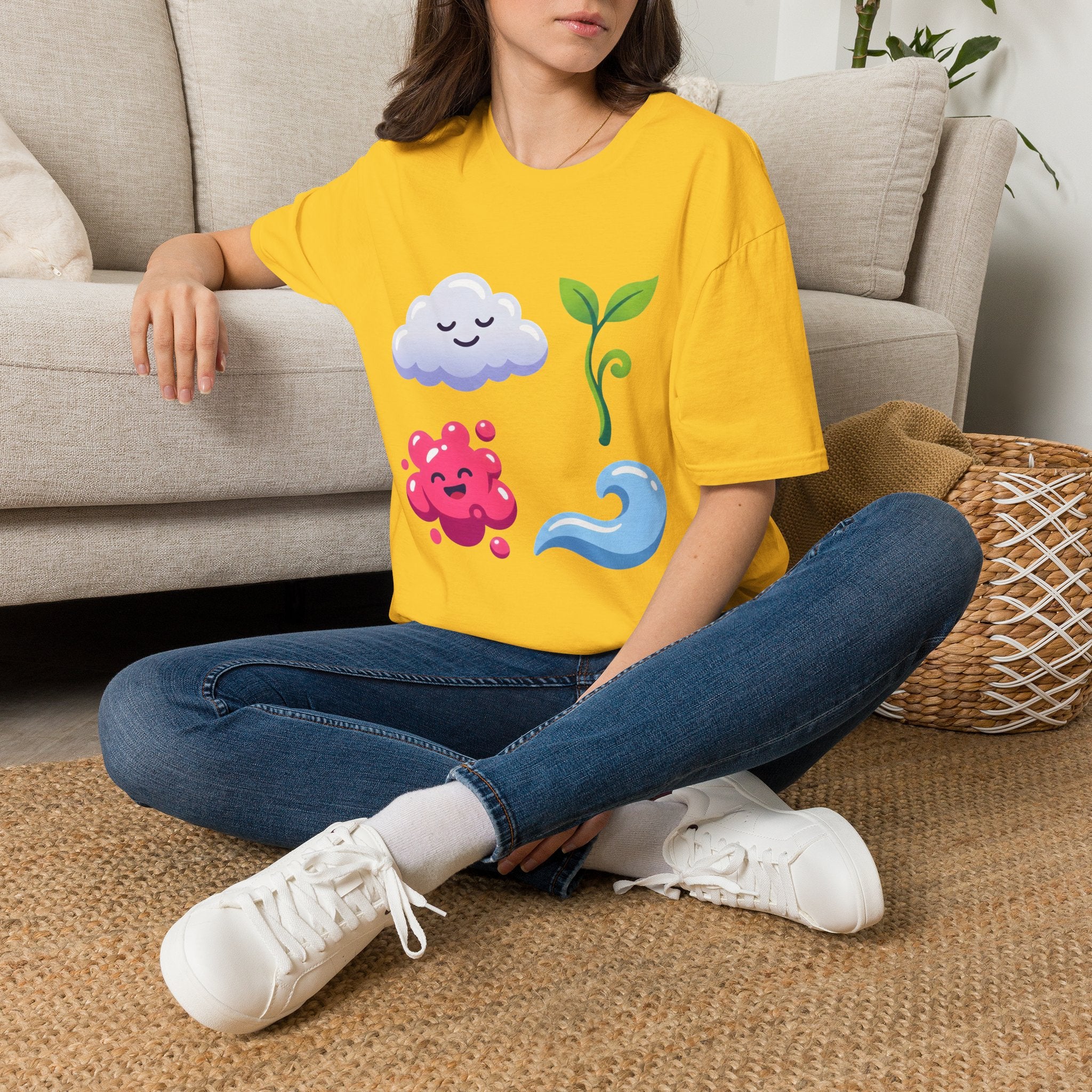 Cute Nature T-Shirt - Whimsical Cloud Sprout Wave Design | Unisex