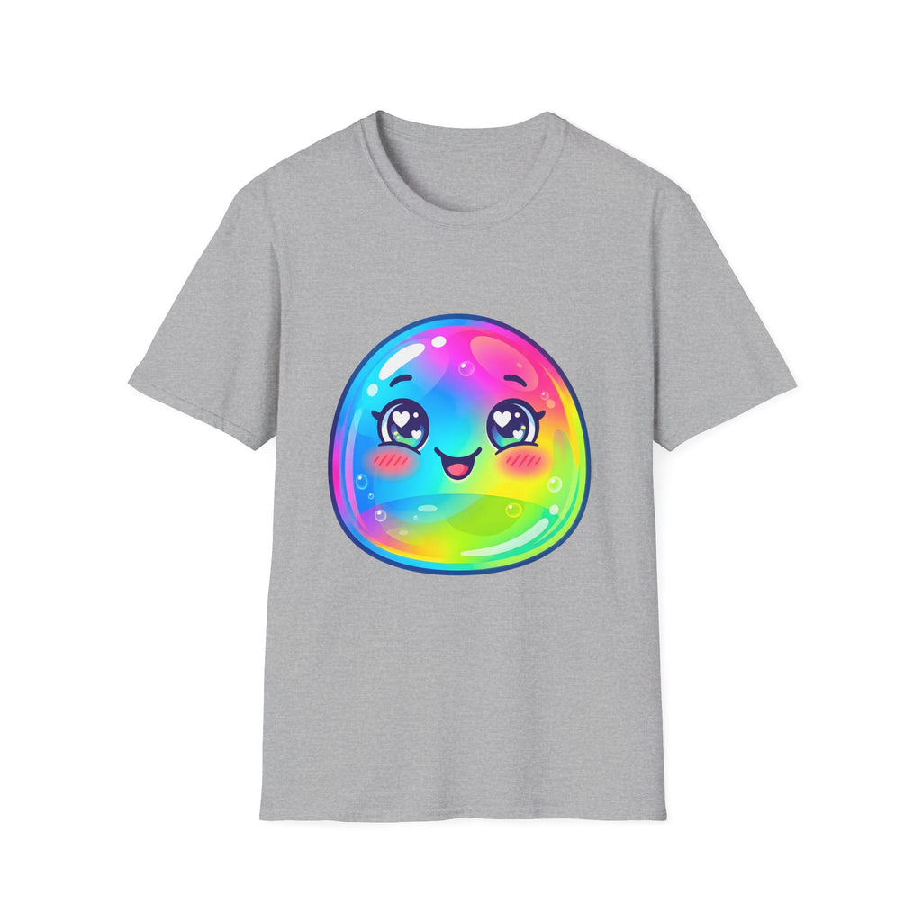 Unisex Kawaii T-Shirt - Happy Rainbow Blob Character Tee