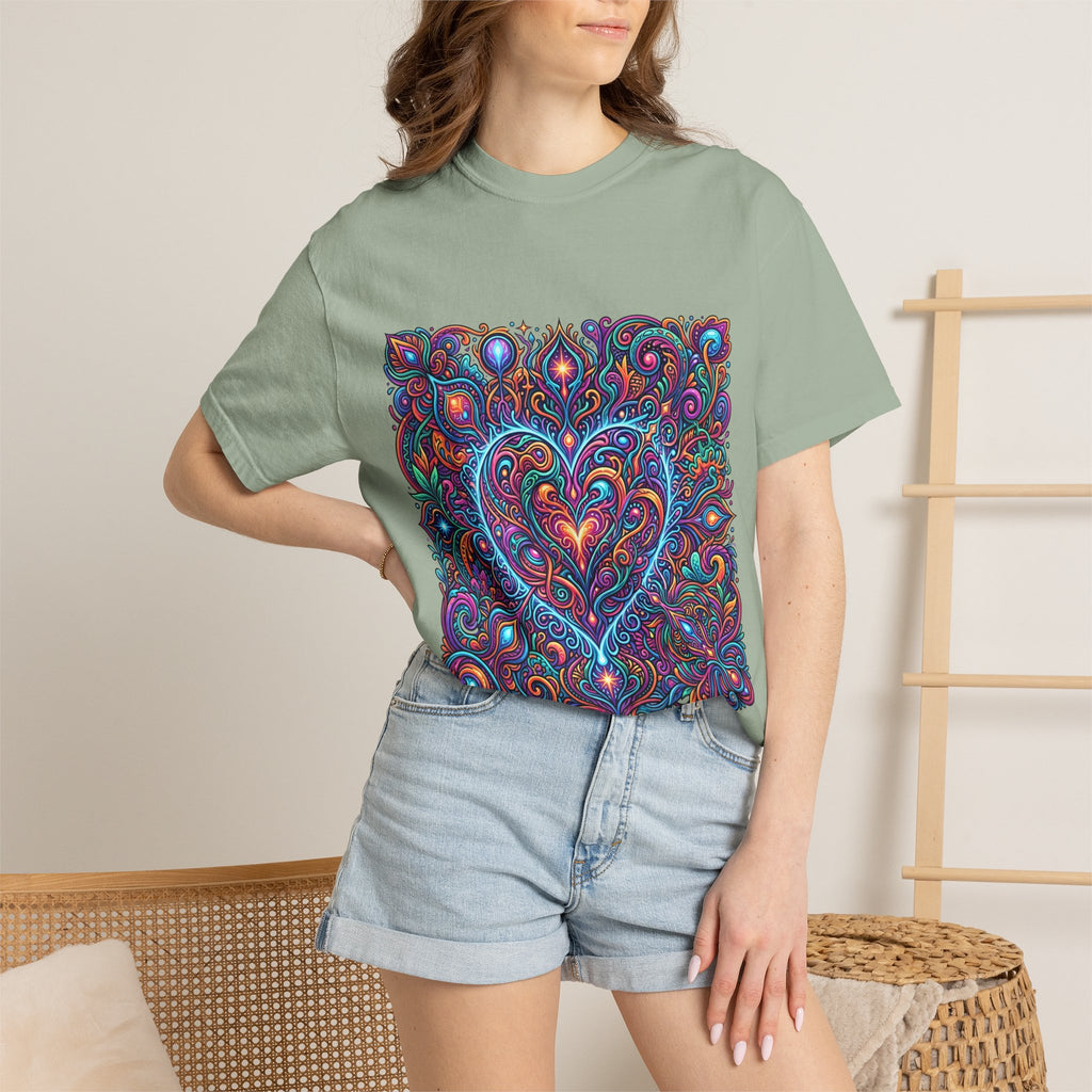 Unisex Garment-Dyed T-shirt - Cosmic Love | Psychedelic Heart Art