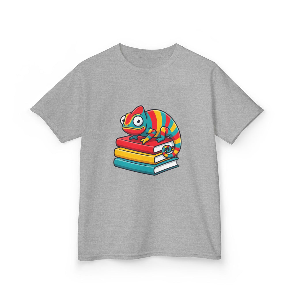 Kids T-Shirt - Whimsical Chameleon Reading Books | School Tee
