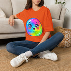 Unisex Kawaii T-Shirt - Happy Rainbow Blob Character Tee