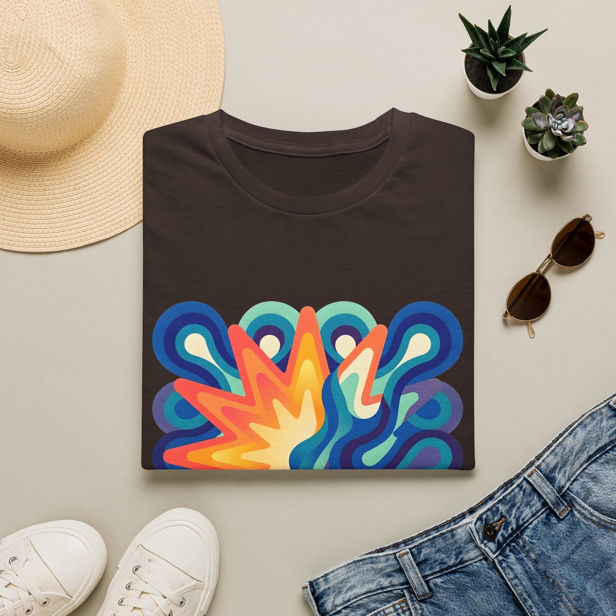 Abstract T-Shirt - Psychedelic Starburst Graphic Tee | Dynamic Blue