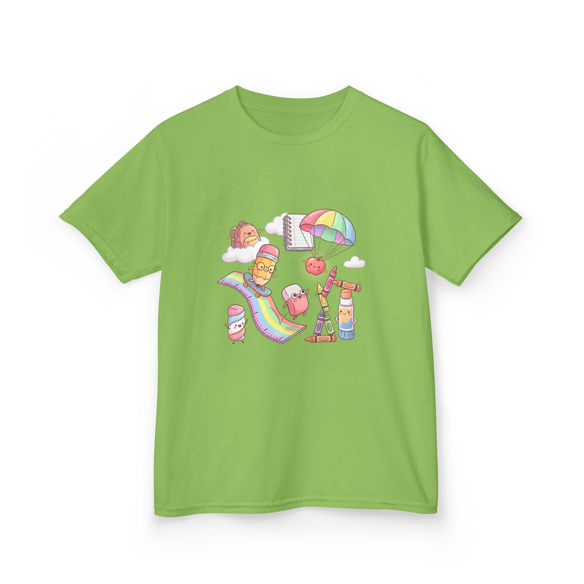 Kids Back to School Tee - Cute Faces School Supplies | Rainbow 2026