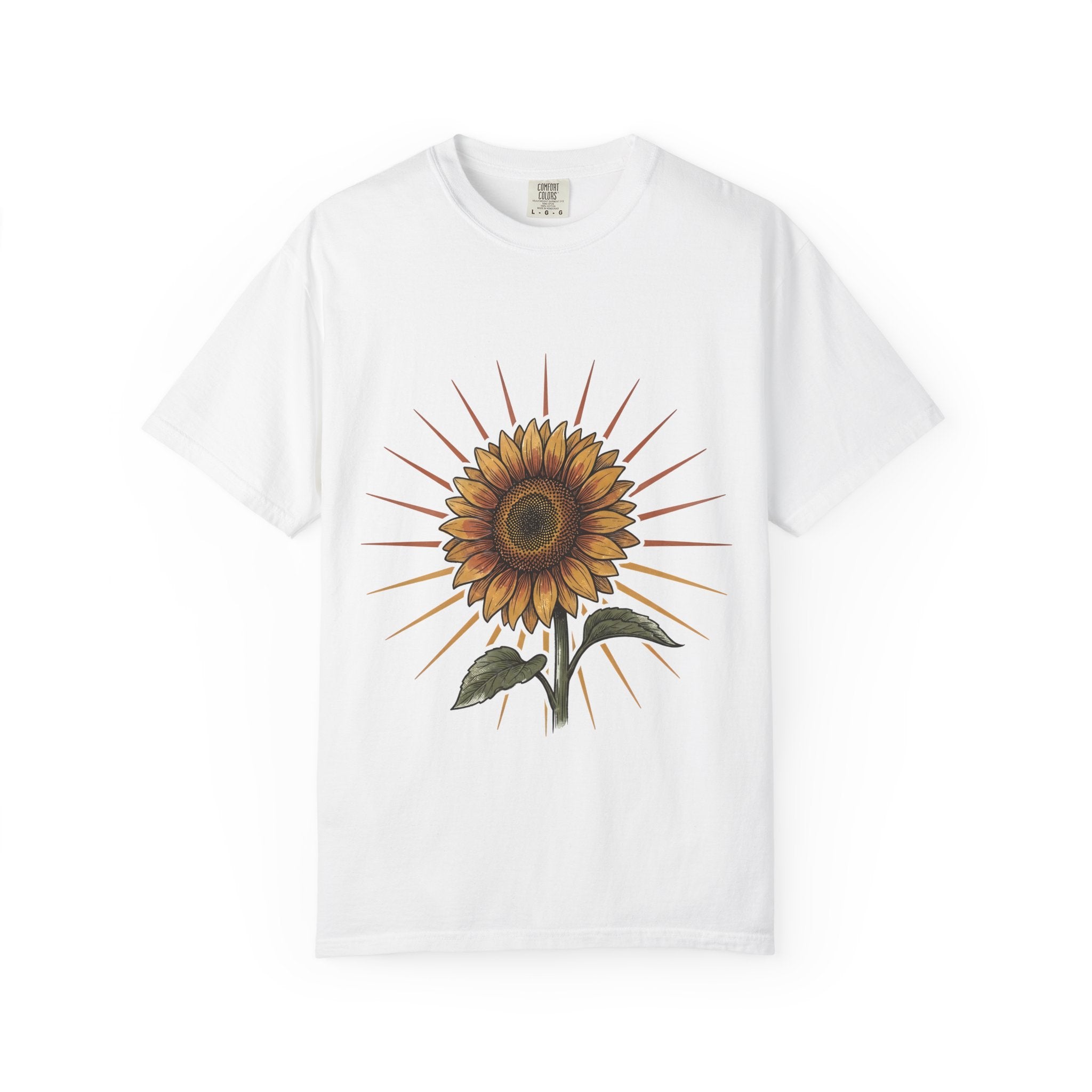 Sunflower T-shirt - Vintage Botanical Line Art | Comfort Colors