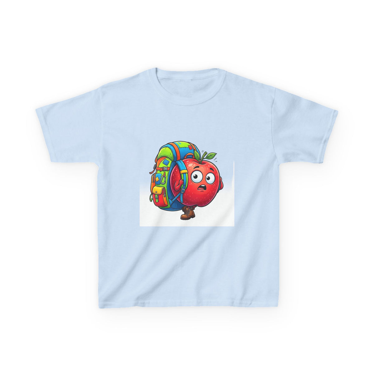 Kids Tee - Adventurous Apple Character Hiking T-Shirt