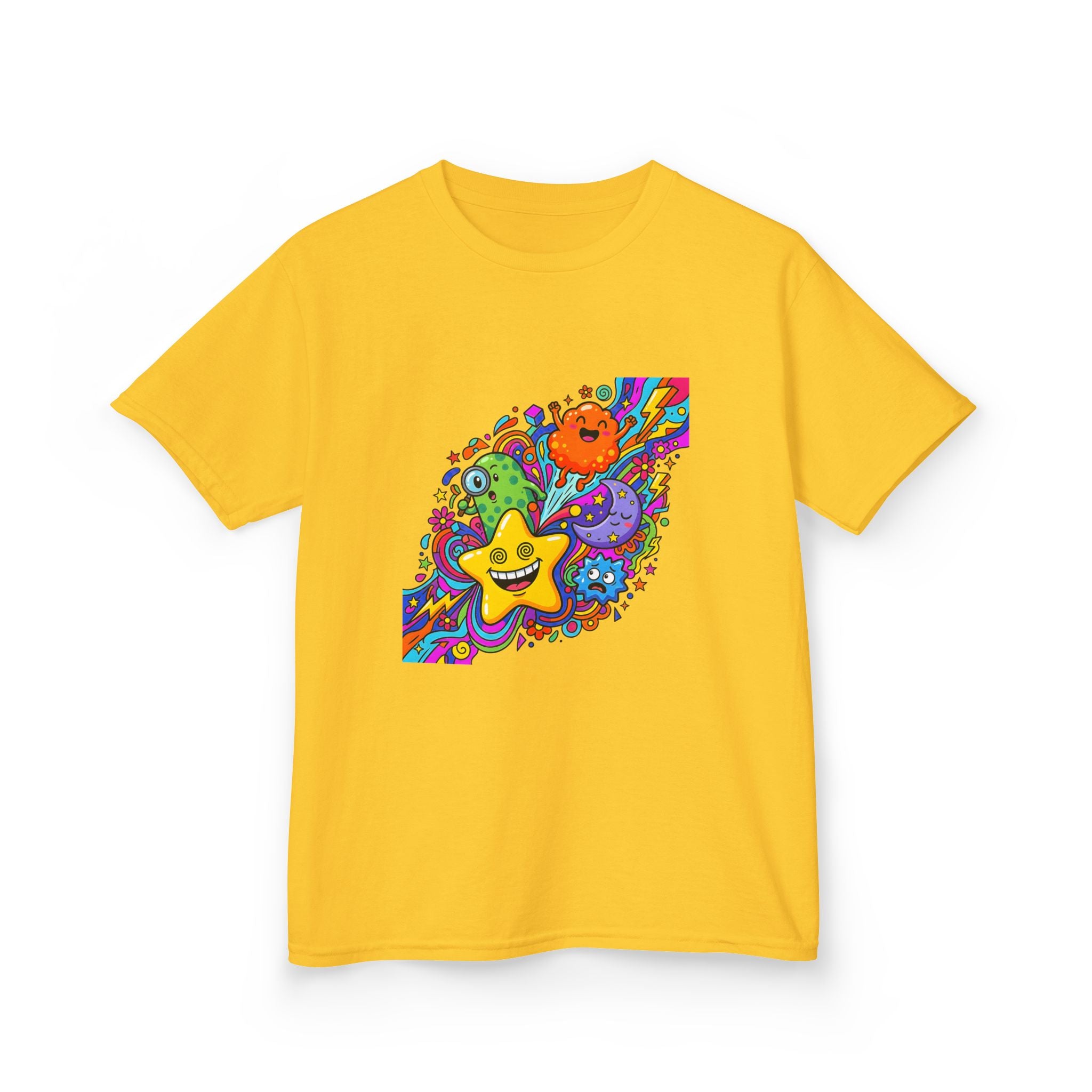 Kids Psychedelic Monster Tee - Vibrant Cartoon Doodle Shirt