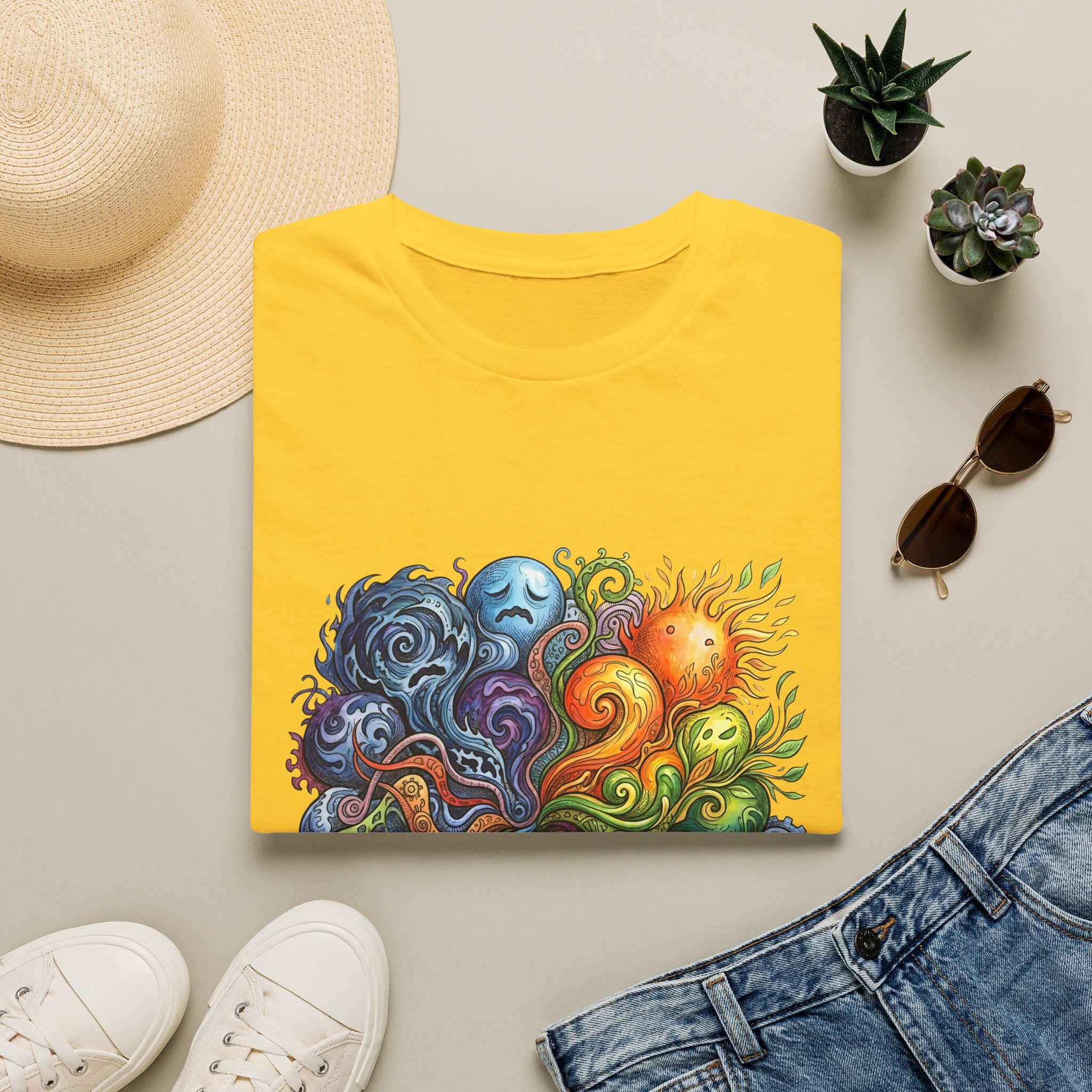 Abstract T-Shirt - Whimsical Watercolor Mandala | Surreal Figures