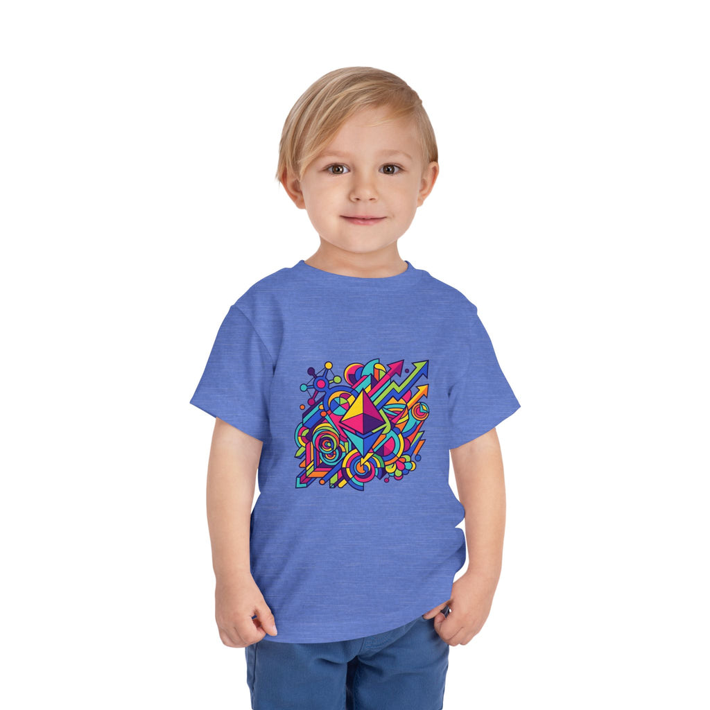 Toddler Crypto Shirt - Neon Geometric Digital Art | Blockchain Kids